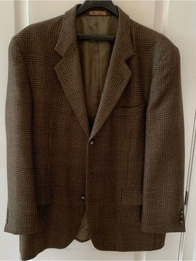 Men's Brown Plaid Sport Coat Blazer